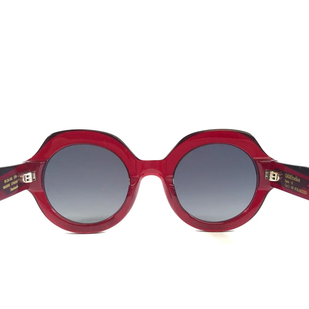 Gigi Studios Sunglasses MADDIE 67063/6 Red Round Frames w/ Blue Gradient Lenses
